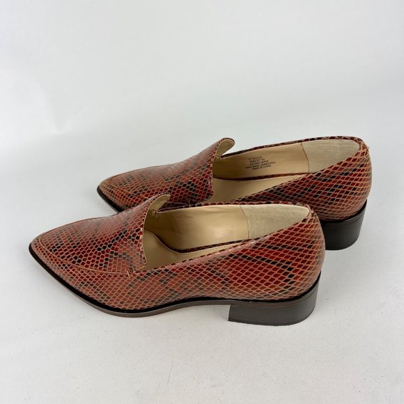 Vince Camuto Womens Satillie Brown Leather Snake Pointed Toe Loafer Shoes size 7 - Picture 7 of 16
